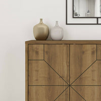 Credenza Brunale, Buffet da soggiorno, Madia da salotto, Dispensa da cucina, 123x35h77 cm, Rovere