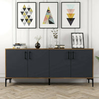 Credenza Agape, Buffet da soggiorno, Madia da salotto, Dispensa da cucina, 180x35h78 cm, Noce e Antracite