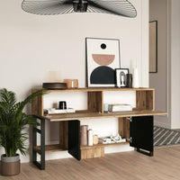 Consolle Izo, Tavolo multiuso, Mobiletto d'appoggio, Scrivania da corridoio, 139x43h84 cm, Quercia