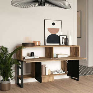 Consolle Izo, Tavolo multiuso, Mobiletto d'appoggio, Scrivania da corridoio, 139x43h84 cm, Quercia