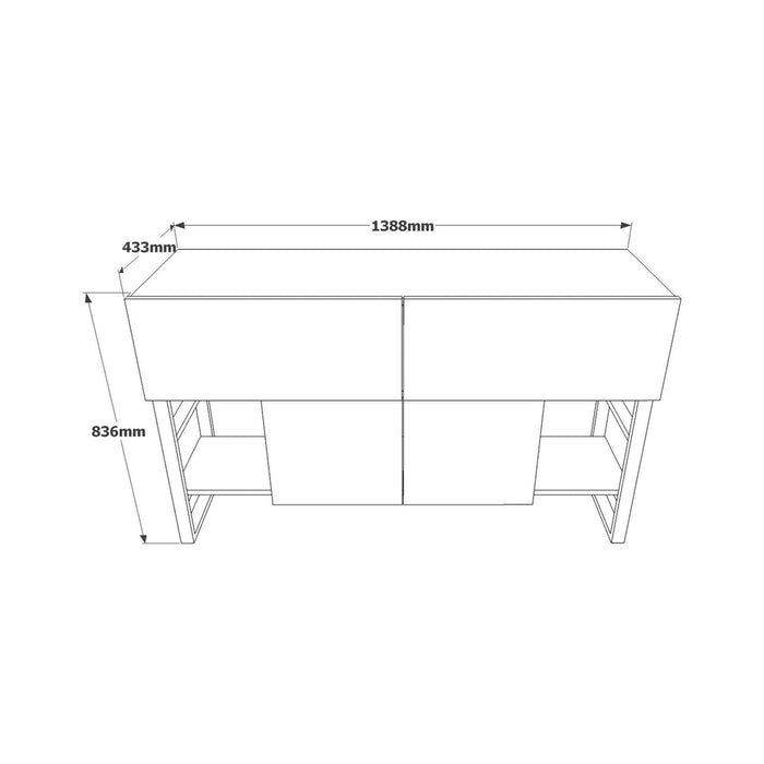 Consolle Izo, Tavolo multiuso, Mobiletto d'appoggio, Scrivania da corridoio, 139x43h84 cm, Quercia