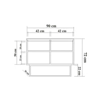 Consolle Indiano, Tavolo multiuso, Mobiletto d'appoggio, Scrivania da corridoio, 90x36h72 cm, Noce e Nero
