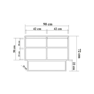 Consolle Indiano, Tavolo multiuso, Mobiletto d'appoggio, Scrivania da corridoio, 90x36h72 cm, Noce e Nero