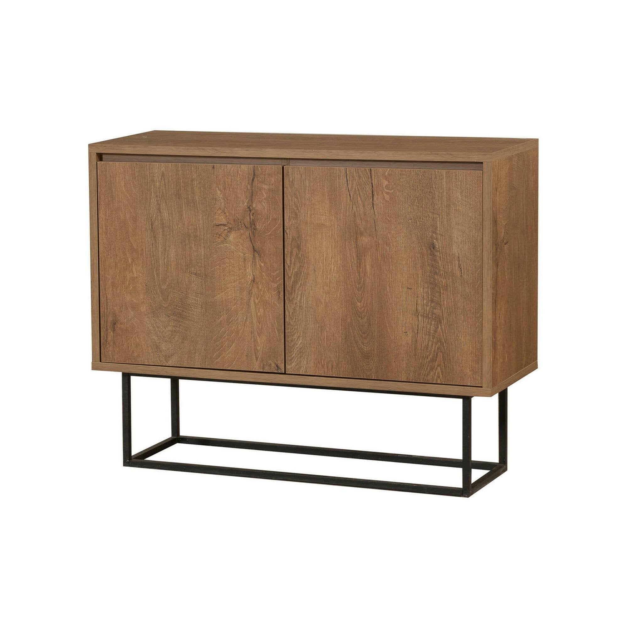 Consolle Indiano, Tavolo multiuso, Mobiletto d'appoggio, Scrivania da corridoio, 90x36h72 cm, Noce e Nero