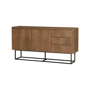 Consolle Kuwait, Tavolo multiuso, Mobiletto d'appoggio, Scrivania da corridoio, 140x36h72 cm, Noce e Nero