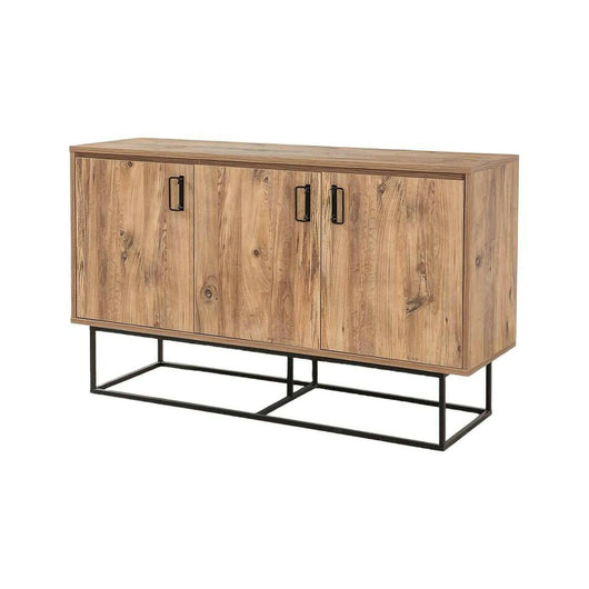 Credenza Ammolite, Buffet da soggiorno, Madia da salotto, Dispensa da cucina, 140x40h80 cm, Quercia e Nero