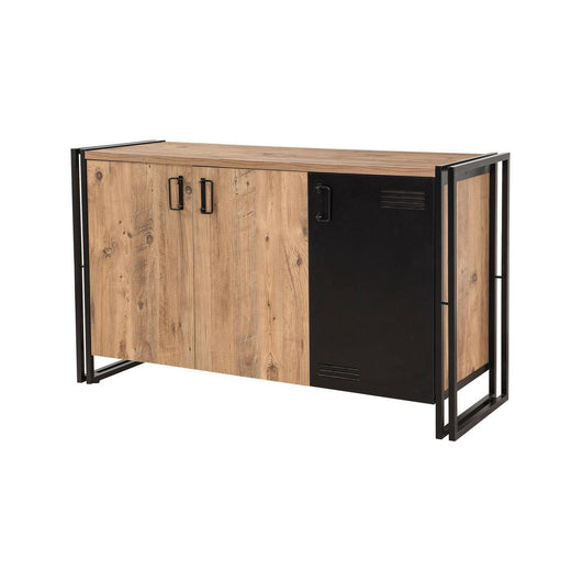 Credenza Yvonne, Buffet da soggiorno, Madia da salotto, Dispensa da cucina, 140x45h80 cm, Quercia e Nero