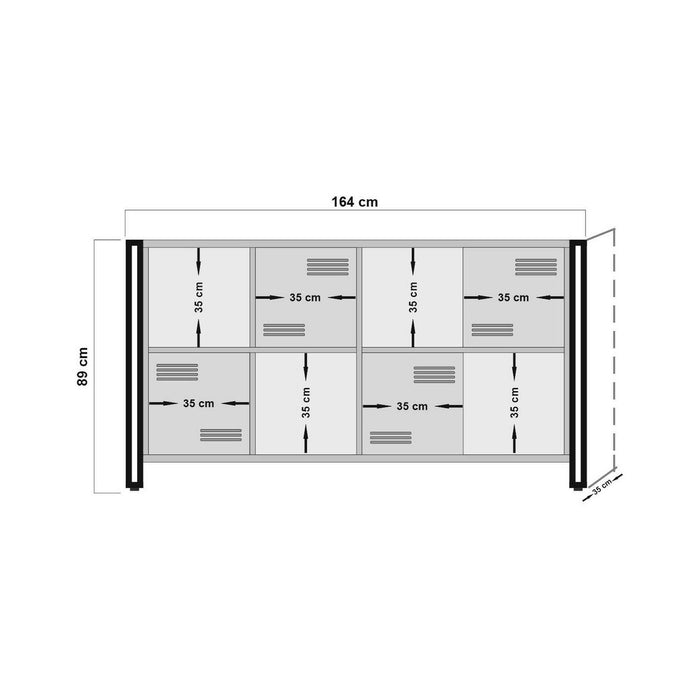 Credenza Dodong, Buffet da soggiorno, Madia da salotto, Dispensa da cucina, 164x35h89 cm, Quercia e Nero