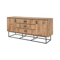Credenza Barrea, Buffet da soggiorno, Madia da salotto, Dispensa da cucina, 180x45h80 cm, Quercia e Nero