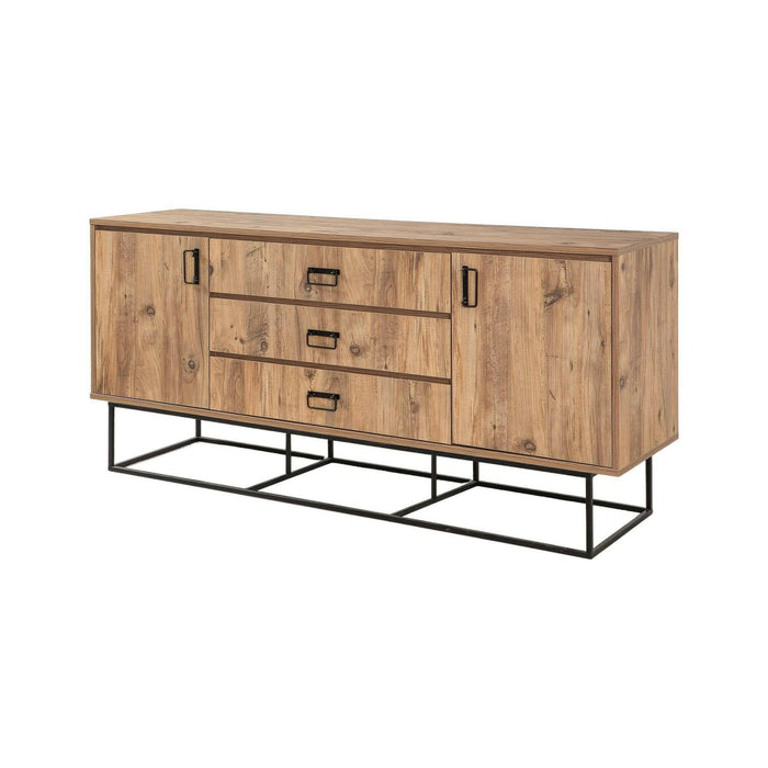 Credenza Barrea, Buffet da soggiorno, Madia da salotto, Dispensa da cucina, 180x45h80 cm, Quercia e Nero