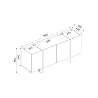 Credenza Asto, Buffet da soggiorno, Madia da salotto, Dispensa da cucina, 180x47h76 cm, Nero e Oro