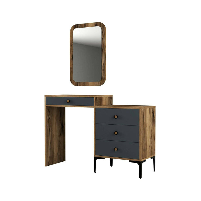 Consolle Namtheun, Tavolo multiuso, Mobiletto d'appoggio, Scrivania da corridoio, 124x40h85 cm, Noce e Antracite