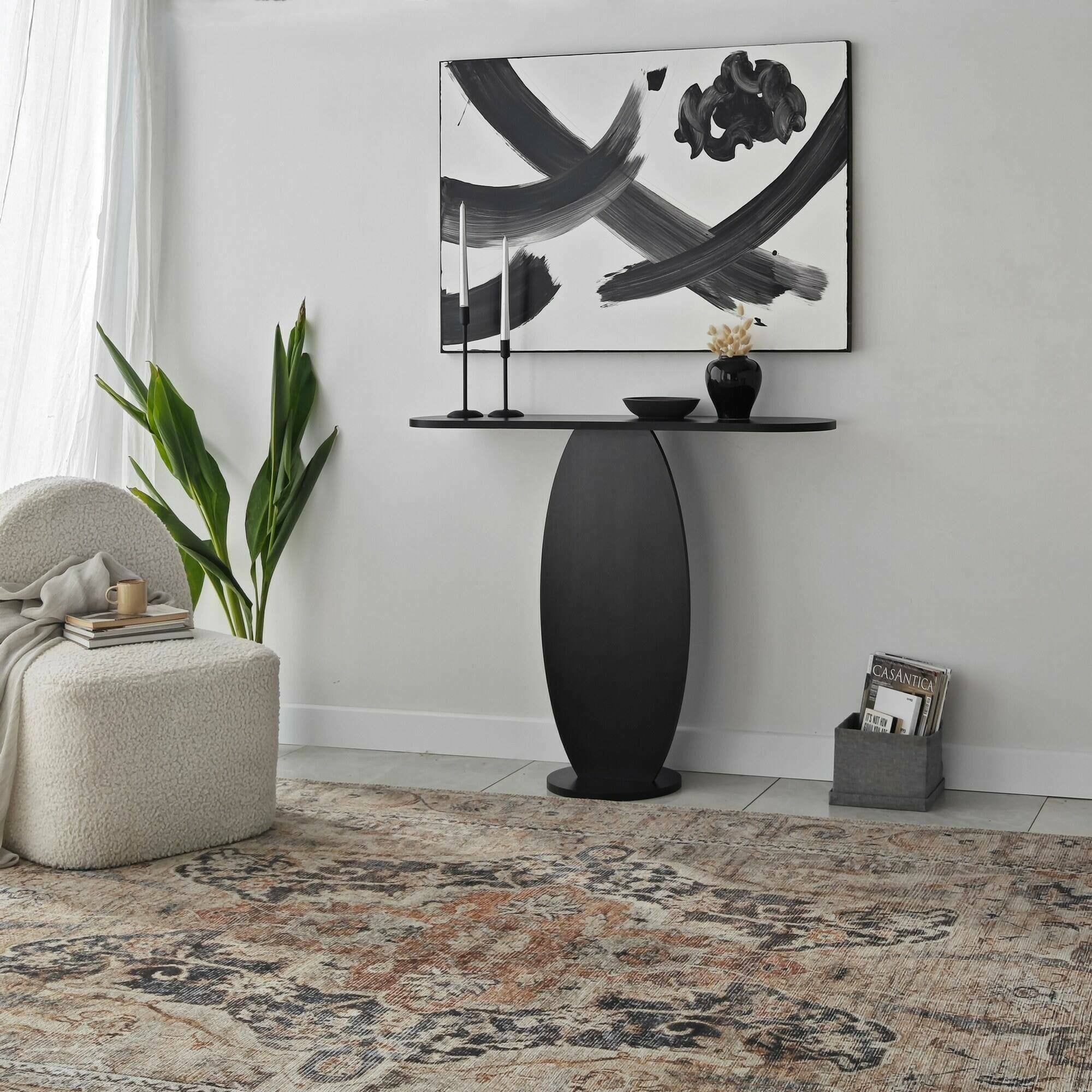 Consolle Assuntina, Tavolo multiuso, Mobiletto d'appoggio, Scrivania da corridoio, 100x30h81 cm, Antracite