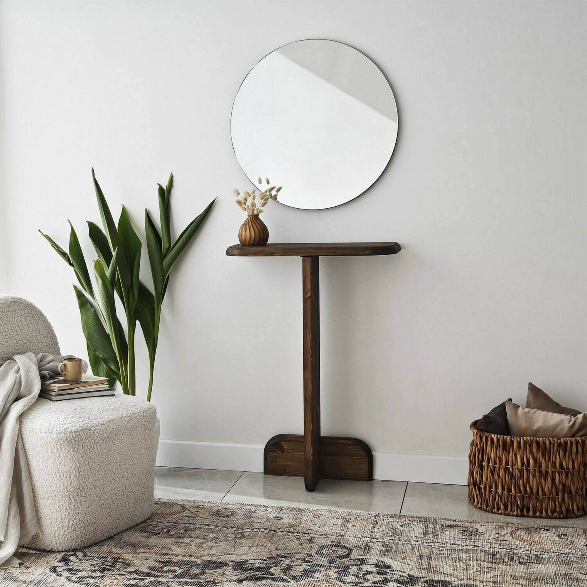 Consolle Pancarana, Tavolo multiuso, Mobiletto d'appoggio, Scrivania da corridoio, 80x25h85 cm, Noce