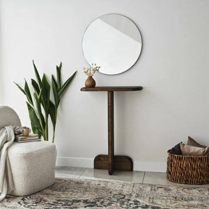 Consolle Pancarana, Tavolo multiuso, Mobiletto d'appoggio, Scrivania da corridoio, 80x25h85 cm, Noce