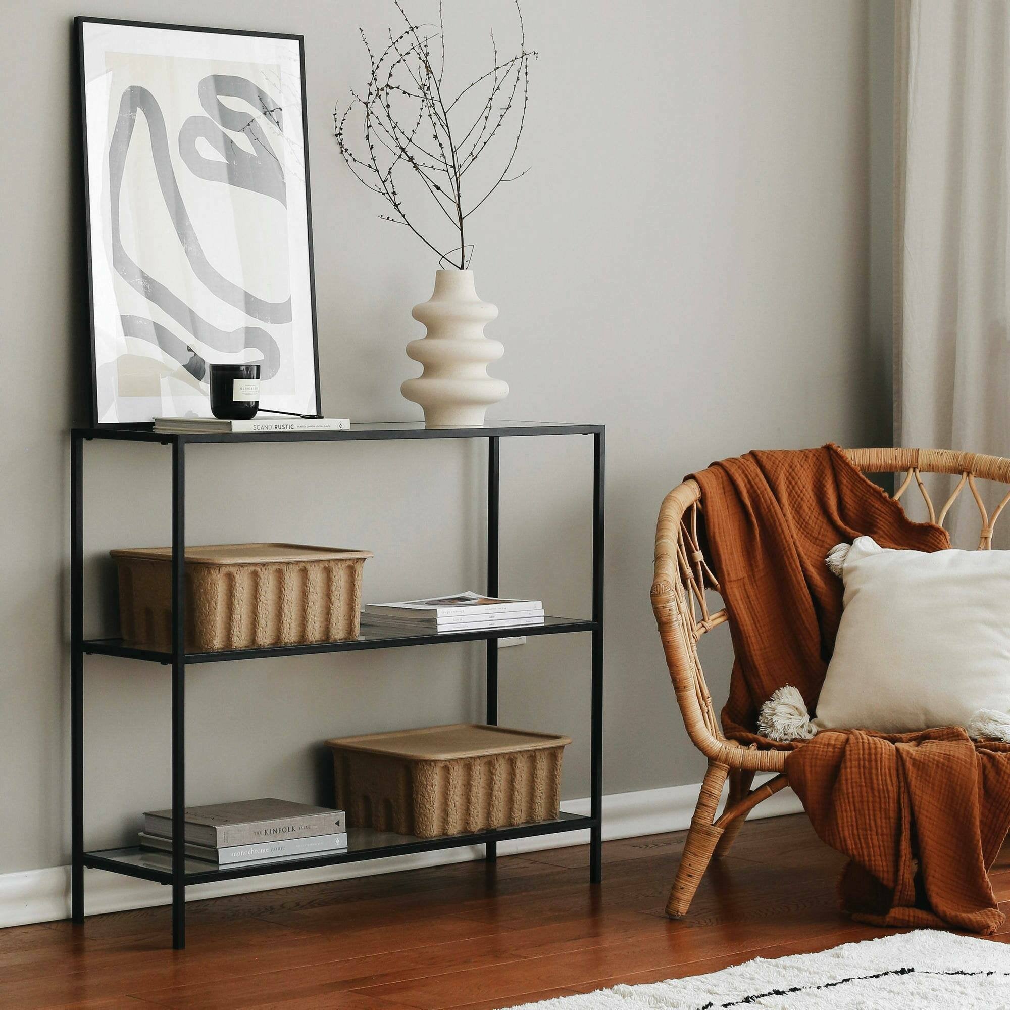 Consolle Domenica, Tavolo multiuso, Mobiletto d'appoggio, Scrivania da corridoio, 100x30h85 cm, Nero