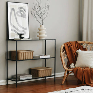 Consolle Domenica, Tavolo multiuso, Mobiletto d'appoggio, Scrivania da corridoio, 100x30h85 cm, Nero