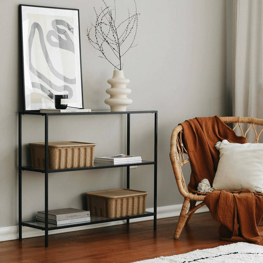 Consolle Domenica, Tavolo multiuso, Mobiletto d'appoggio, Scrivania da corridoio, 100x30h85 cm, Nero