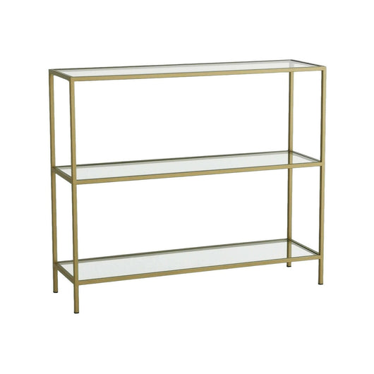 Consolle Domenica, Tavolo multiuso, Mobiletto d'appoggio, Scrivania da corridoio, 100x30h85 cm, Oro