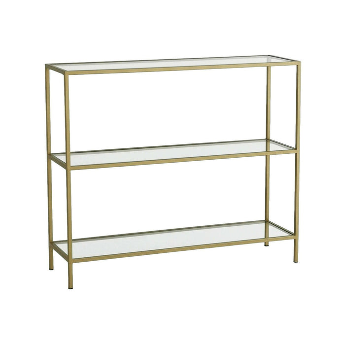 Consolle Domenica, Tavolo multiuso, Mobiletto d'appoggio, Scrivania da corridoio, 100x30h85 cm, Oro