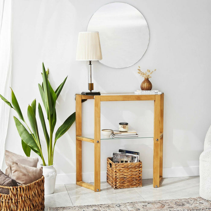 Consolle Barga, Tavolo multiuso, Mobiletto d'appoggio, Scrivania da corridoio, 85x31h85 cm, Quercia