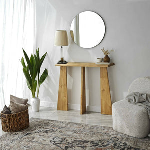 Consolle TomoeGozen, Tavolo multiuso, Mobiletto d'appoggio, Scrivania da corridoio, 100x28h83 cm, Quercia