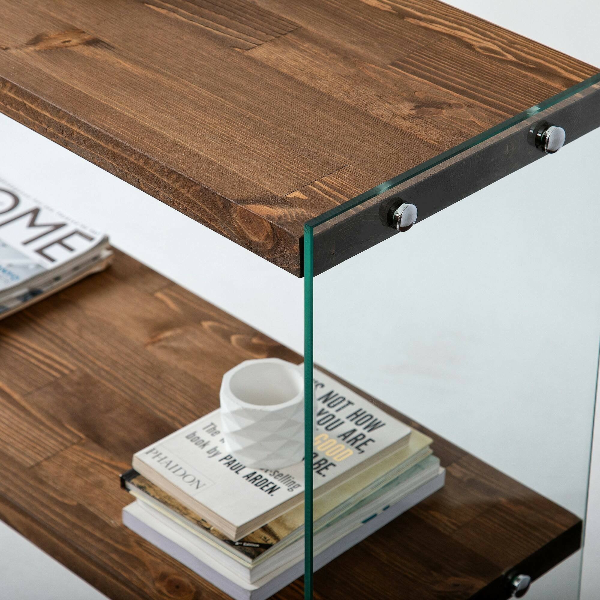 Consolle Doha, Tavolo multiuso, Mobiletto d'appoggio, Scrivania da corridoio, 90x30h80 cm, Noce