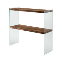 Consolle Doha, Tavolo multiuso, Mobiletto d'appoggio, Scrivania da corridoio, 90x30h80 cm, Noce