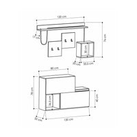 Mobile da ingresso Libeccio, Entratina appendiabiti, Composizione per atrio, Consolle portaoggetti multifunzione, 120x17h76 cm, Antracite e Rovere