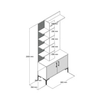 Mobile da ingresso Anja, Entratina appendiabiti, Composizione per atrio, Consolle portaoggetti multifunzione, 90x35h200 cm, Noce e Antracite