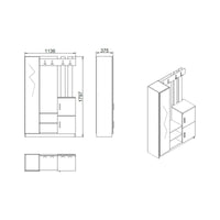 Mobile da ingresso Arco, Entratina appendiabiti, Composizione per atrio, Consolle portaoggetti multifunzione, 114x38h180 cm, Quercia e Bianco