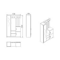 Mobile da ingresso Arco, Entratina appendiabiti, Composizione per atrio, Consolle portaoggetti multifunzione, 114x38h180 cm, Quercia e Antracite