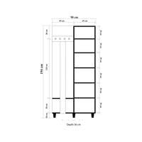 Mobile da ingresso Savina, Entratina appendiabiti, Composizione per atrio, Consolle portaoggetti multifunzione, 90x36h194 cm, Quercia