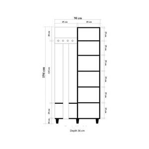 Mobile da ingresso Savina, Entratina appendiabiti, Composizione per atrio, Consolle portaoggetti multifunzione, 90x36h194 cm, Quercia