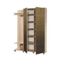 Mobile da ingresso Liana, Entratina appendiabiti, Composizione per atrio, Consolle portaoggetti multifunzione, 135x36h194 cm, Quercia