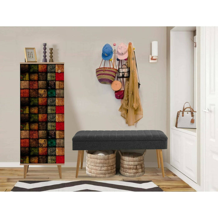 Mobile da ingresso Podgorica, Entratina appendiabiti, Composizione per atrio, Consolle portaoggetti multifunzione, 50x38h135 cm, Quercia e Antracite