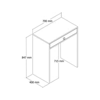 Consolle Bedonia, Tavolo multiuso, Mobiletto d'appoggio, Scrivania da corridoio, 70x85h40 cm, Noce e Bianco