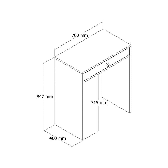 Consolle Bedonia, Tavolo multiuso, Mobiletto d'appoggio, Scrivania da corridoio, 70x85h40 cm, Noce e Bianco