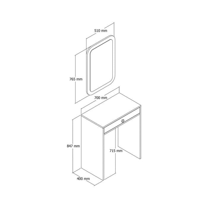 Consolle Baunei, Tavolo multiuso, Mobiletto d'appoggio, Scrivania da corridoio, 70x85h40 cm, Noce e Antracite
