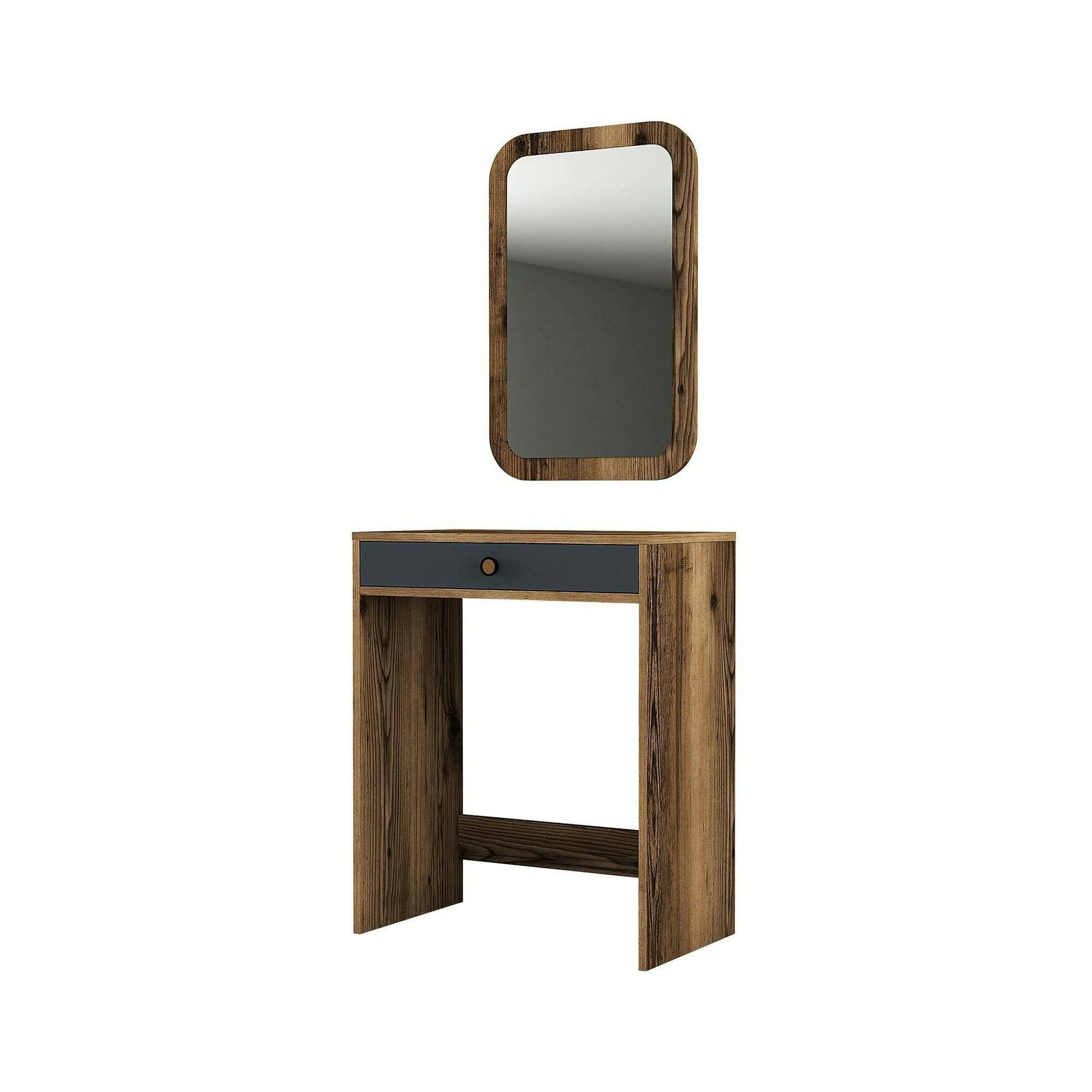 Consolle Baunei, Tavolo multiuso, Mobiletto d'appoggio, Scrivania da corridoio, 70x85h40 cm, Noce e Antracite