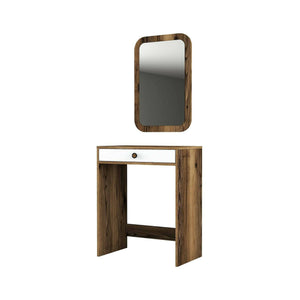 Consolle Baunei, Tavolo multiuso, Mobiletto d'appoggio, Scrivania da corridoio, 70x85h40 cm, Noce e Bianco