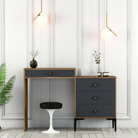 Consolle Artegna, Tavolo multiuso, Mobiletto d'appoggio, Scrivania da corridoio, 124x40h85 cm, Noce e Antracite