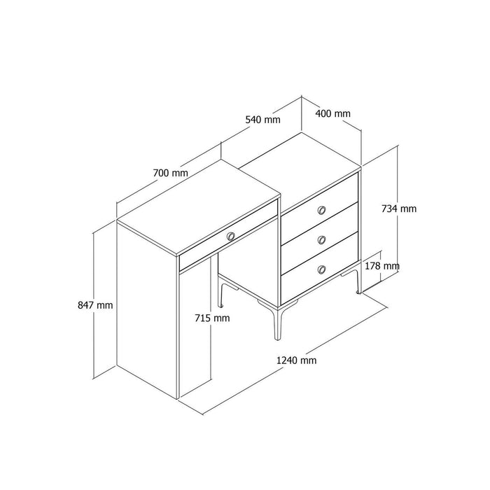 Consolle Artegna, Tavolo multiuso, Mobiletto d'appoggio, Scrivania da corridoio, 124x40h85 cm, Noce e Antracite