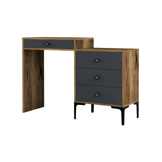 Consolle Artegna, Tavolo multiuso, Mobiletto d'appoggio, Scrivania da corridoio, 124x40h85 cm, Noce e Antracite