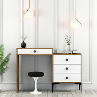 Consolle Artegna, Tavolo multiuso, Mobiletto d'appoggio, Scrivania da corridoio, 124x40h85 cm, Noce e Bianco