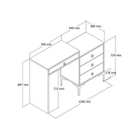Consolle Artegna, Tavolo multiuso, Mobiletto d'appoggio, Scrivania da corridoio, 124x40h85 cm, Noce e Bianco