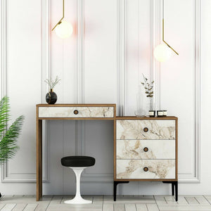 Consolle Artegna, Tavolo multiuso, Mobiletto d'appoggio, Scrivania da corridoio, 124x40h85 cm, Noce e Bianco