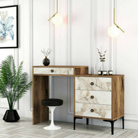 Consolle Artegna, Tavolo multiuso, Mobiletto d'appoggio, Scrivania da corridoio, 124x40h85 cm, Noce e Bianco