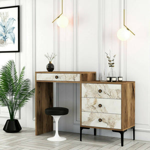 Consolle Artegna, Tavolo multiuso, Mobiletto d'appoggio, Scrivania da corridoio, 124x40h85 cm, Noce e Bianco