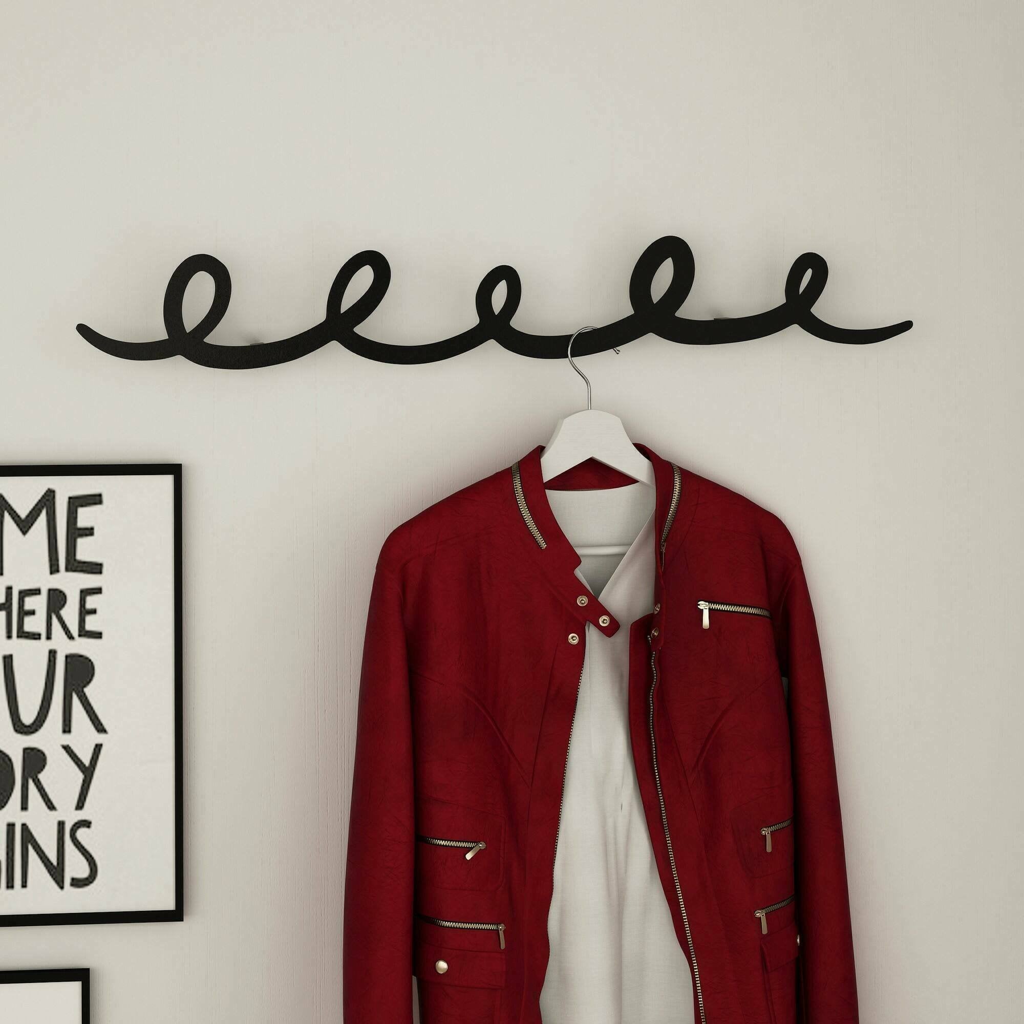 Appendiabiti Aretusa, Attaccapanni, Portabiti multiuso, Appendiabiti da parete, 80x5h12 cm, Nero